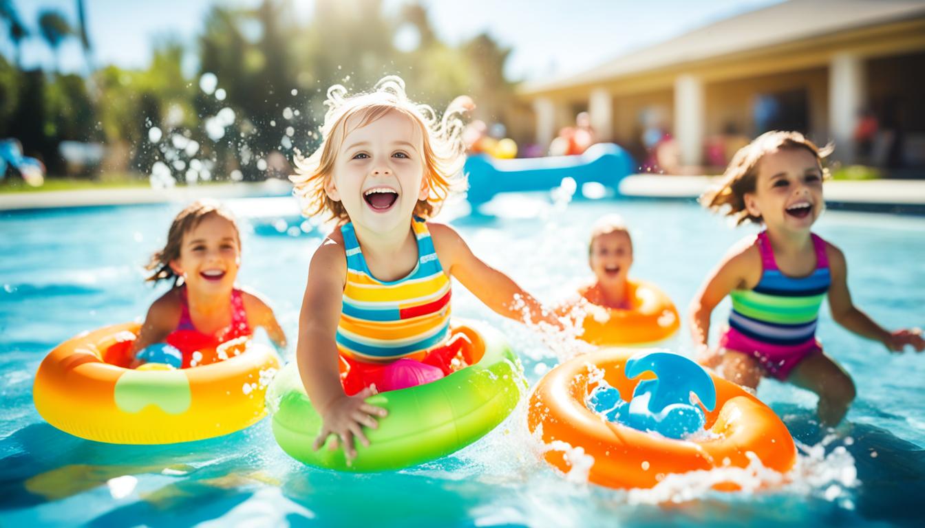 Kinder spielen sicher im Wasser