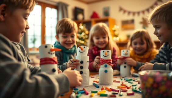 Schneemann basteln mit Kindern